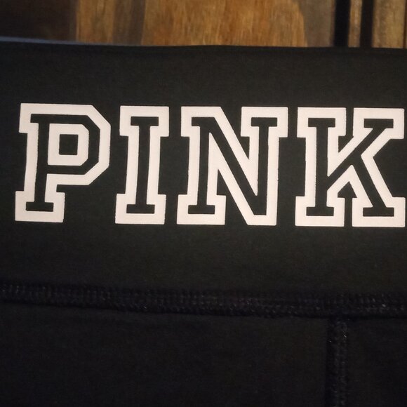 Victoria's Secret PINK *Reversible* Women's Black and Blue Leggings - Picture 1 of 7